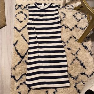 Blue andwhite striped French Connection midi dress
